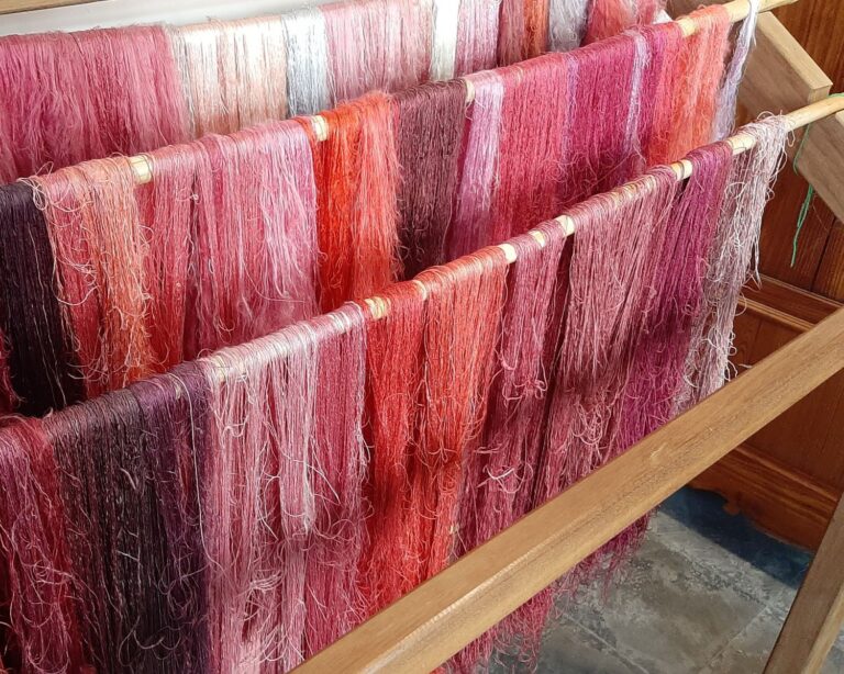 Silk is dyed using natural colours