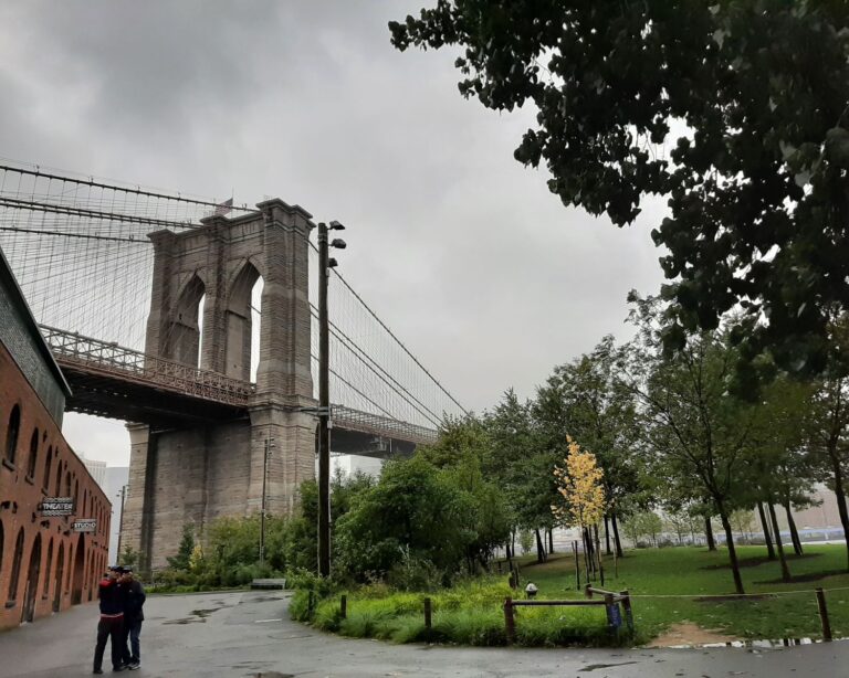 Brooklyn Bridge spanning the park