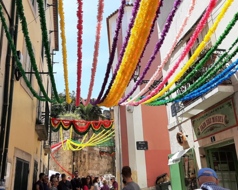 Streets full of colourful garlands