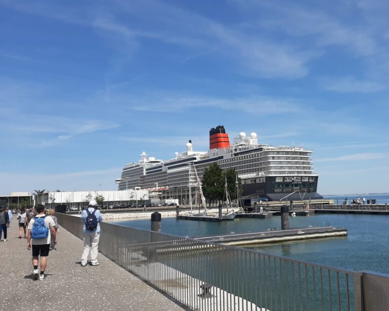 Queen Anne docked at Lisbon for the first time