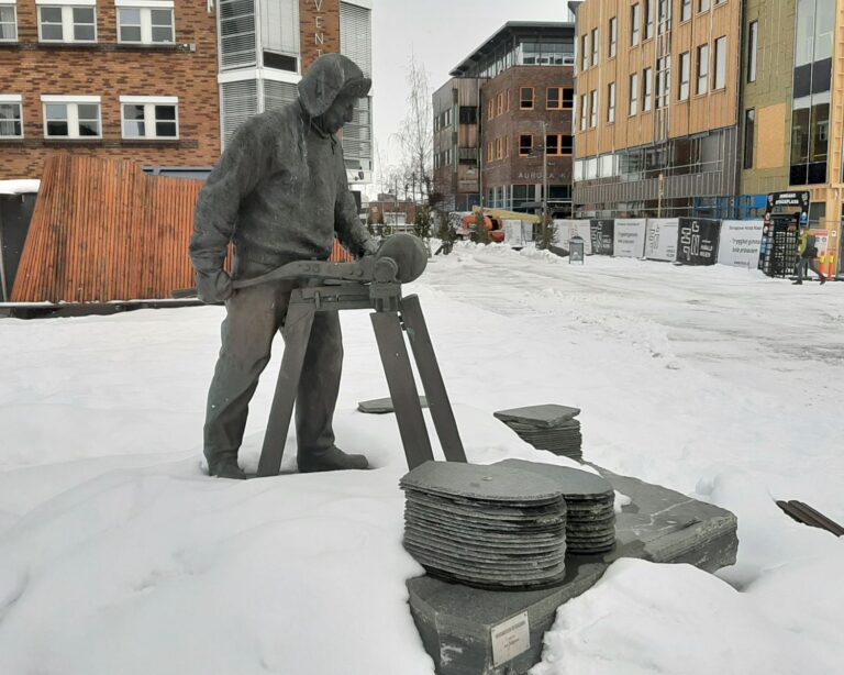 Slate Worker Sculpture in Alta