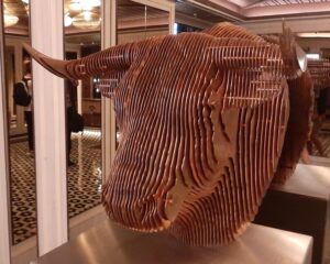 Sculpture at the entrance to Prime 7