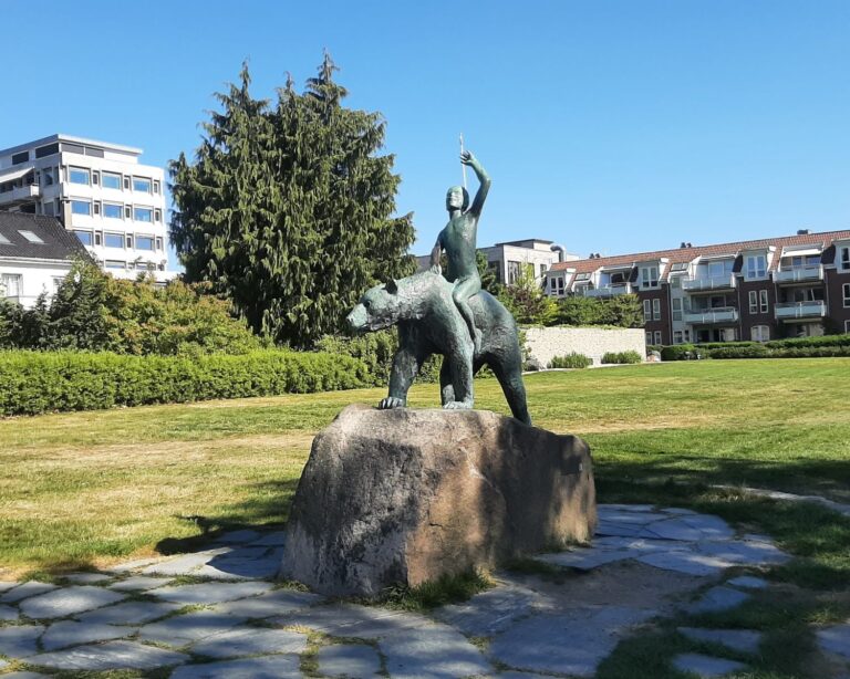 Bear with Boy Statue
