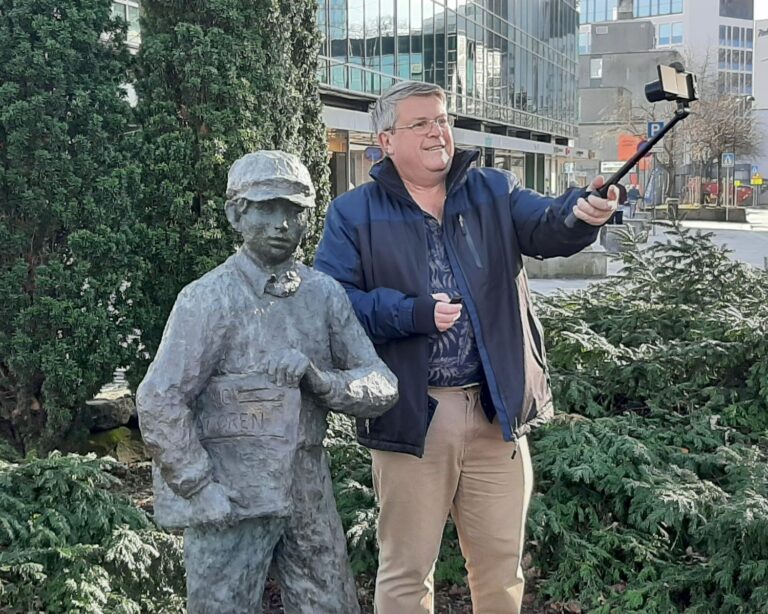 Boy with Newspaper & Ken with camera!