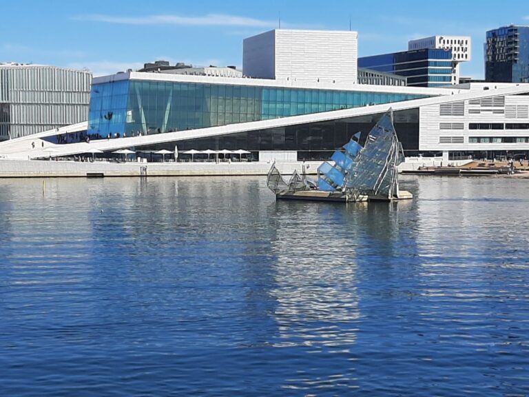 View of Oslo Opera House from the boat