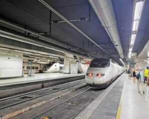 Train arriving at Barcelona Sants