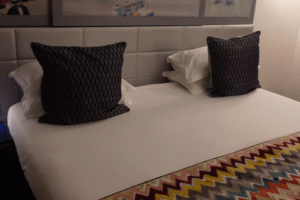 Our bed at the Hotel Palym