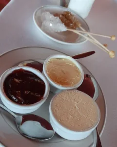 Butter, cream and jam to accompany scones